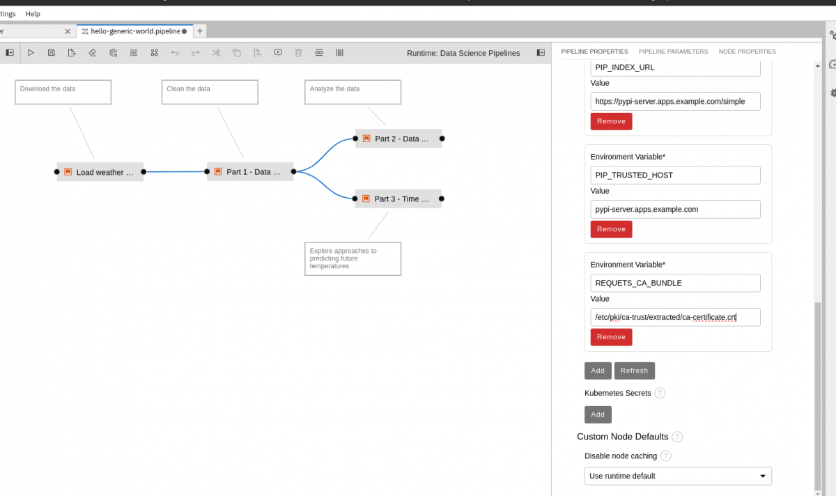 Set REQUESTS_CA_BUNDLE in pipeline properties