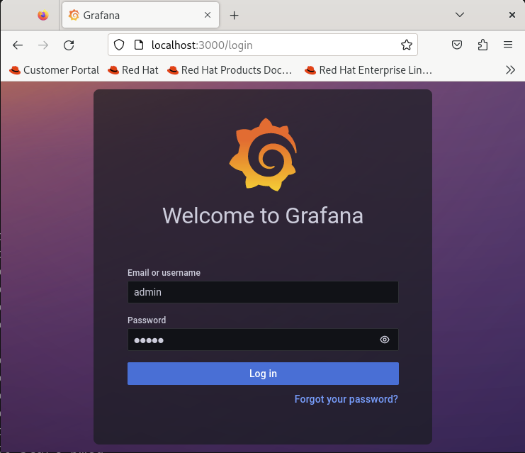 Grafana login window in 3000 port