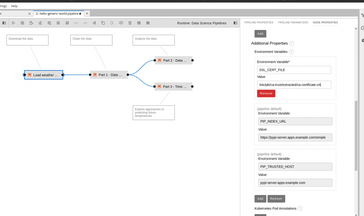 Set SSL_CA_CERT in pipeline properties