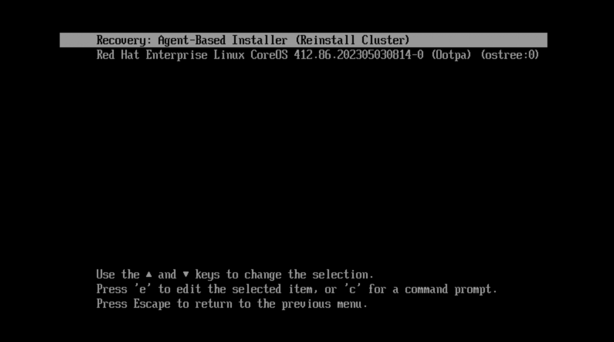 User interface for recovering or reinstalling a cluster