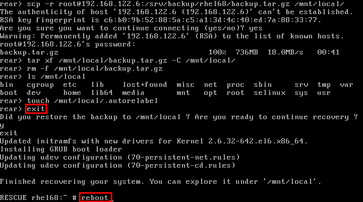 Rescue system: finishing recovery